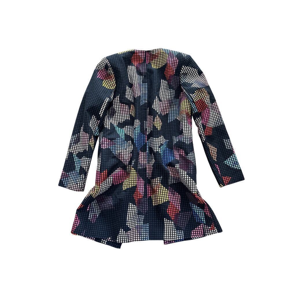 Trina Turk Graphic Mod Jacket Size S Colorful Long Coat Statement Outerwear - Picture 4 of 11